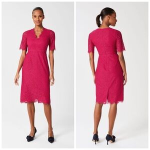 Hobbs London Anastasia Shift Dress In Fuchsia Pink Lace Floral Size‎ 12